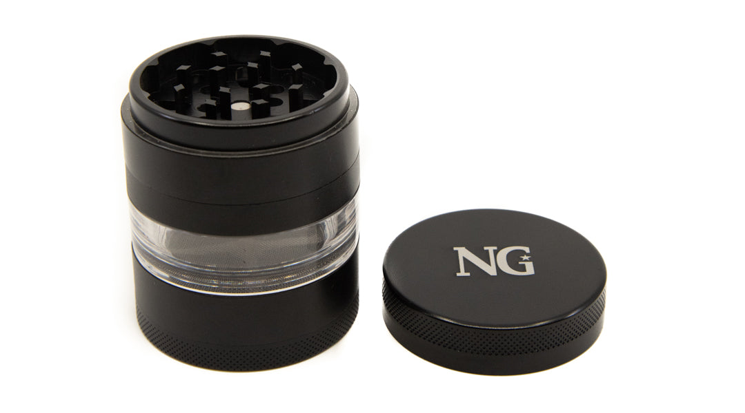 Nice Glass 4 Piece Grinder Black - The Bong Shop