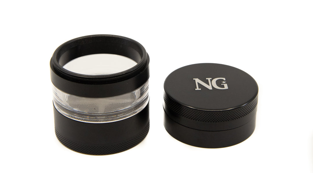 Nice Glass 4 Piece Grinder Black - The Bong Shop