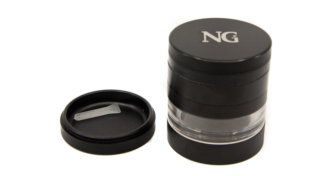 Nice Glass 4 Piece Grinder Black - The Bong Shop