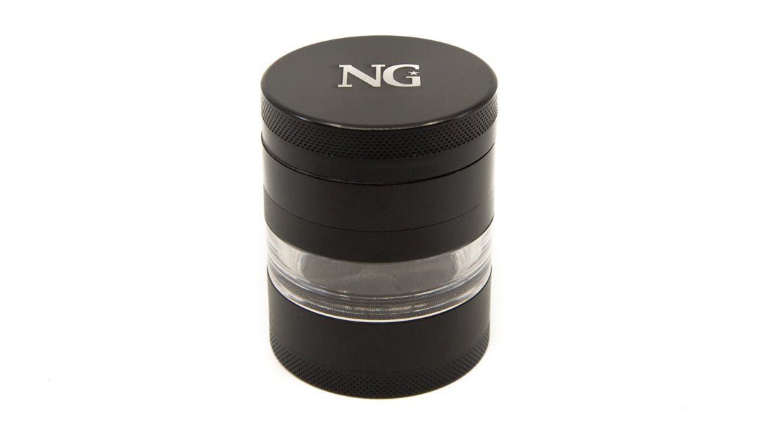 Nice Glass 4 Piece Grinder Black - The Bong Shop