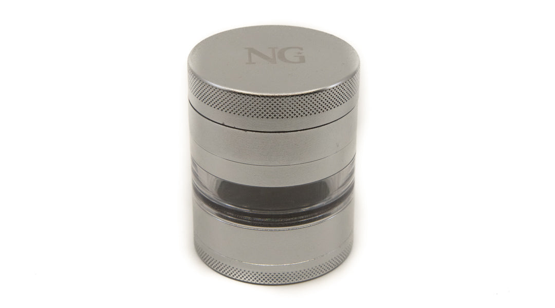 Nice Glass 4 Piece Grinder Silver - The Bong Shop