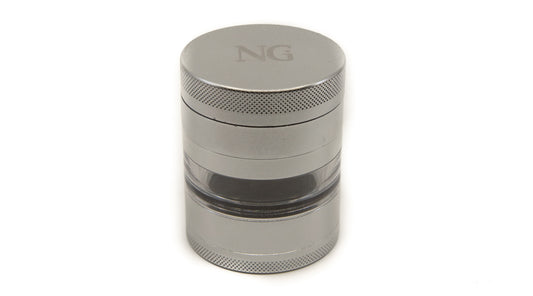 Nice Glass 4 Piece Grinder Silver - The Bong Shop