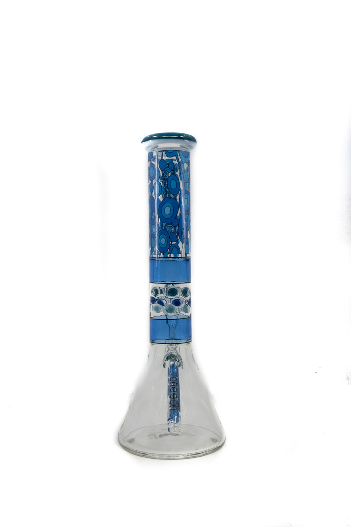 Cheech Glass 14" Blue Dot Beaker - The Bong Shop 